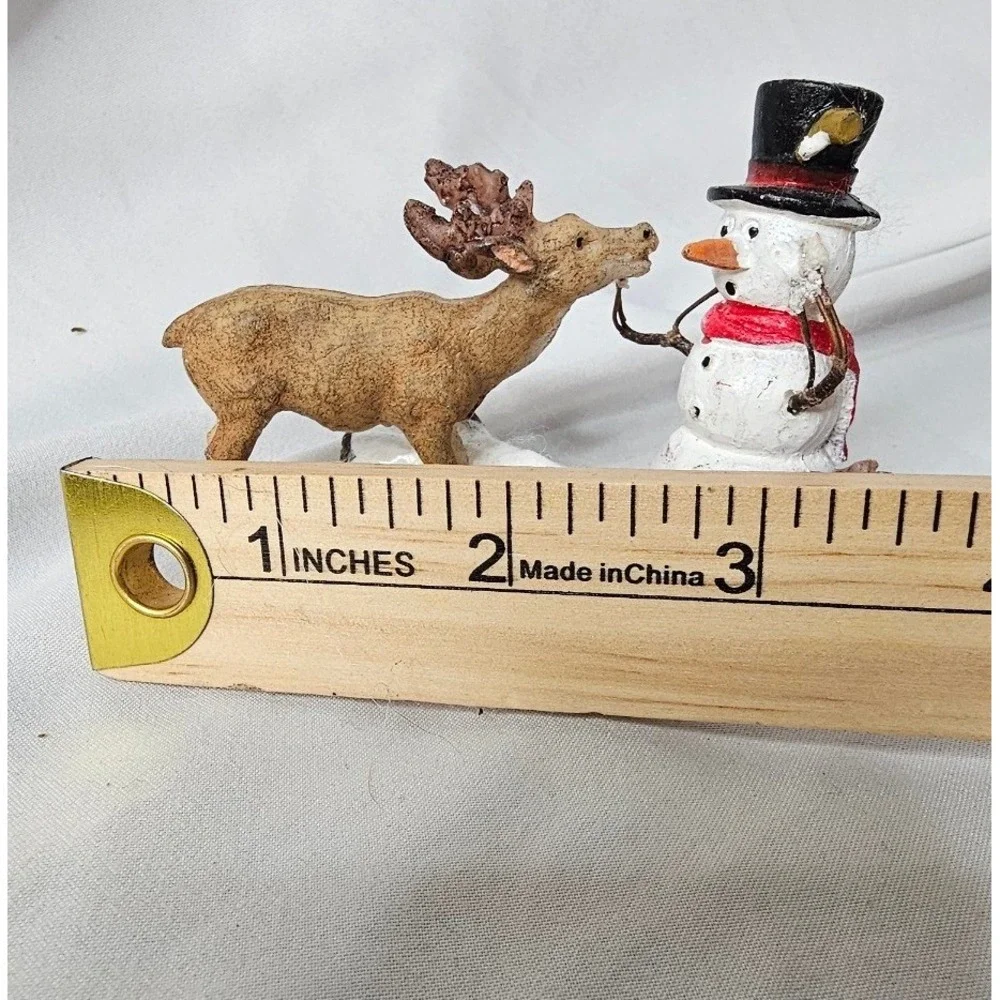 Lemax Snack Time Snowman and Reindeer Figurine Winter Village Holiday Decor